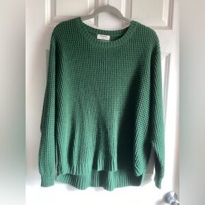 Zenana XL Green Waffle Knit Crew Sweater